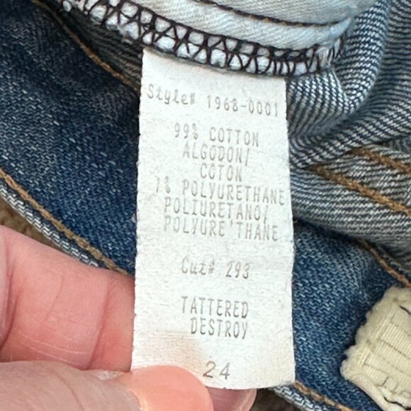Current/Elliott Boyfriend Jeans Tattered Destroy Boho Raw Hem Size 24 #1968-0001 - Picture 4 of 13